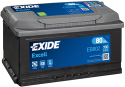 Exide Excell 12V 80Ah 700A, EB802 (315x175x175mm, pravá)