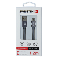 Swissten Datový kabel textilní USB / micro USB GRAY 0,2-2,0m
