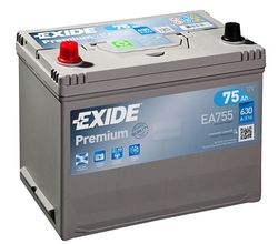 Exide Premium 12V 75Ah 630A, EA755 (272x173x222mm, levá)