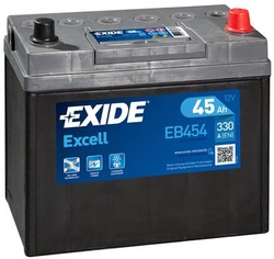 Exide Excell 12V 45Ah 330A, EB454 (237x127x227mm, pravá)