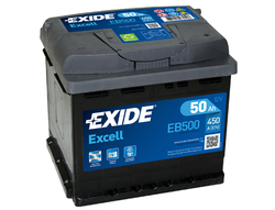 Exide Excell 12V 50Ah 450A, EB500 (207x175x190mm, pravá)