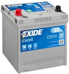 Exide Excell 12V 50Ah 360A, EB505 (200x173x222mm, levá)