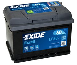 Exide Excell 12V 60Ah 540A, EB602 (242x175x175mm, pravá)