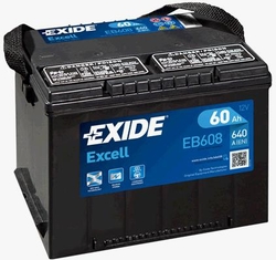 Exide Excell 12V 60Ah 640A, EB608 (230x180x186mm, levá)