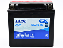 Exide AGM 12V 12Ah 200A, ETX14L-BS (150x87x145mm) JIS: YTX14L-BS