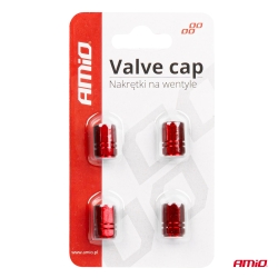 Hliníkové čepičky na ventil červené 4 ks AMiO-02238