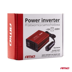 Měnič napětí AMiO 12V/230V 150W/300W 2xUSB PI01