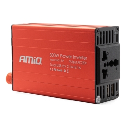 Měnič napětí AMiO 12 V/220V 300W/600W 2xUSB PI03
