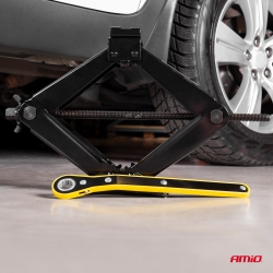 Trapézový zvedák 2 T s ráčnovým klíčem + pracovní rukavice AMiO-02479
