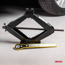 Trapézový zvedák 2 T s ráčnovým klíčem + pracovní rukavice AMiO-02479
