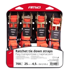 Upínací pásy s ráčnou 700kg 25mm 4,5m 4ks BELT-03