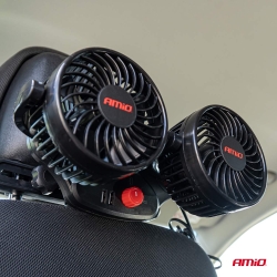 Ventilátor do auta pro opěrku hlavy s USB nabíječkou 2x4" 12V