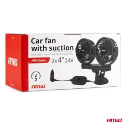 Ventilátor do auta s přísavkou 2x4" 24V