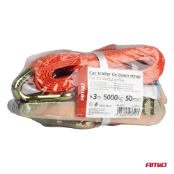 Upínací popruh na kolo 3-bodový s ráčnou 5000kg 50mm 3m AMiO-03317