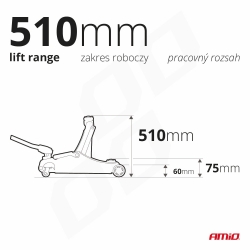Hydraulický nízkoprofilový zvedák 3T CE 75/510mm AMiO-04215