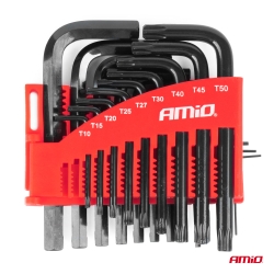 Imbusové klíče hex a torx z CRV oceli, černá 22ks AMiO-04297