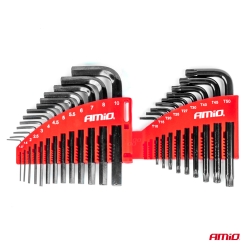 Imbusové klíče hex a torx z CRV oceli, černá 22ks AMiO-04297
