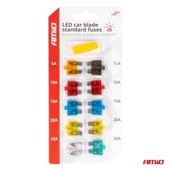 Autopojistky nožové standard s led diódou 10 ks AMiO-04341