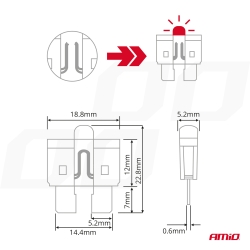 Autopojistky nožové standard s led diódou 10 ks AMiO-04341