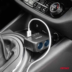 Prodlužovací zásuvka 2x USB-A 1x USB-C 12/24V 100W 180° AMiO-04357