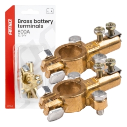 Svorky na autobaterii mosazné 800AMP, 2 ks / blistr AMIO-04390