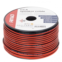 Vodič reproduktoru dvoužilový CCA 2x0.75mm2 100m 3.75A AMiO-04457