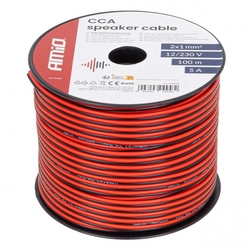 Vodič reproduktoru dvoužilový CCA 2x1mm2 100m 5A AMiO-04458