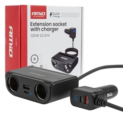 Prodlužovací zásuvka s nabíječkou USB-C USB-A QC3.0 PD3.0 120W AMIO-04837
