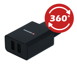 Swissten Síťový adaptér Smart IC 2x USB 2,1A černý