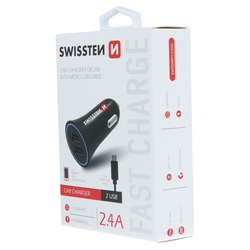 Swissten CL adaptér 2x USB 2,4A + kabel micro USB