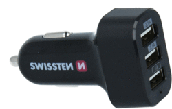 Swissten CL adaptér 3x USB 5,2A BLACK