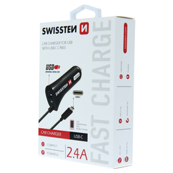 Swissten CL autonabíječka USB-C + USB 2,4A BLACK
