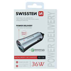 Swissten CL adaptér USB-C + USB 3.0 Quick 36W METAL SILVER
