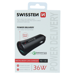 Swissten CL adaptér USB-C + USB 3.0 Quick 30W METAL BLACK