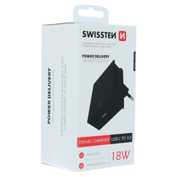 Swissten Síťový adaptér PD3.0 18W černý