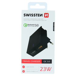 Swissten Síťový adaptér QC3.0 23W černý