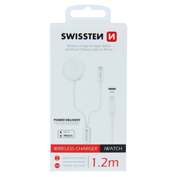 Swissten Wirelees nabíječka 2v1 IWATCH A LIGHTNING (In USB-C)