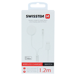 Swissten Wirelees nabíječka 2v1 IWATCH A LIGHTNING (In USB)