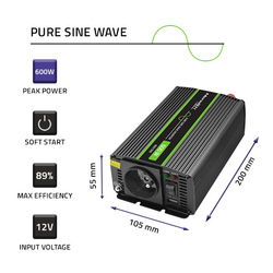 Qoltec Monolith Sinusový měnič napětí z 12/230V, 300W
