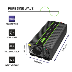 Qoltec Sinusový měnič napětí z 12/230V, 600W