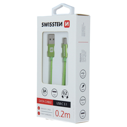 Swissten Datový kabel textilní USB / USB-C GREEN 0,2-2,0m