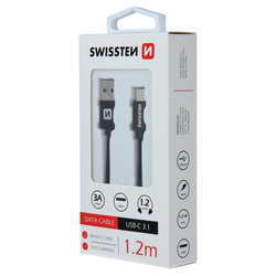Swissten Datový kabel textilní USB / USB-C BLACK 0,2-3,0m
