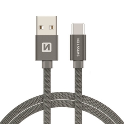 Swissten Datový kabel textilní USB / USB-C GRAY 0,2-2,0m