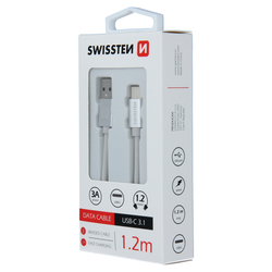 Swissten Datový kabel textilní USB / USB-C SILVER 0,2-2,0m