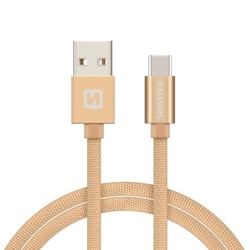 Swissten Datový kabel textilní USB / USB-C GOLD 0,2-2,0m