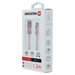 Swissten Datový kabel textilní USB / USB-C PINKGOLD 0,2-2,0m