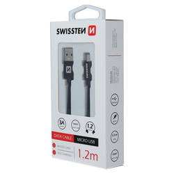 Swissten Datový kabel textilní USB / micro USB černý 0,2-3,0m