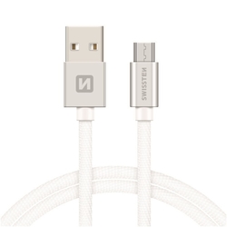Swissten Datový kabel textilní USB / micro USB SILVER 0,2-2,0m