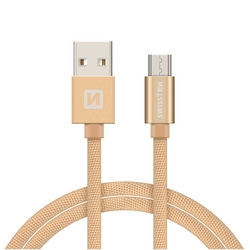Swissten Datový kabel textilní USB / micro USB GOLD 0,2-2,0m