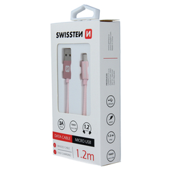 Swissten Datový kabel textilní USB / micro USB PINKGOLD 0,2-2,0m